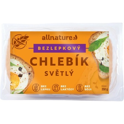 Allnature Bezlepkový chlebík světlý 350 g