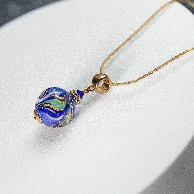 Lampglas Náhrdelník s 24-karátovým zlatom v perle NSA50