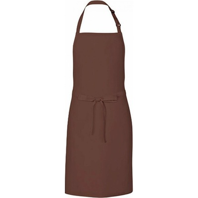 Link Kitchen Wear Univerzální keprová zástěra s laclem a nastavitelným páskem u krku Hnědá 72 x 85 cm X986
