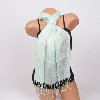 Image 1 of Фин дамски шал в светлозелено с ресни