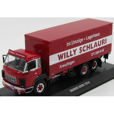 IXO MODELS SAURER D300F TRUCK TRANSPORTER WILLY SCHLAURY 1978 RED WHITE 1:43