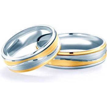 Image 1 of SAVICKI Сватбени халки: двуцветно злато, плоски. 6 мм