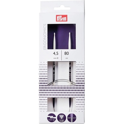 Prym pletací jehlice PRYM ERGO 215805, ergonomické plastové, kruhové, 1 kus, délka 80cm, velikost 4,5mm