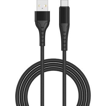 Lemontti Bending aлуминиев USB-A към Type-C кабел, бързо зареждане, 1.2 м, черен (LEMCBAUATC2N)