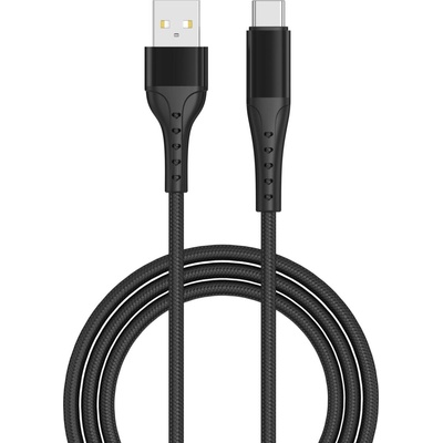 Lemontti Bending aлуминиев USB-A към Type-C кабел, бързо зареждане, 1.2 м, черен (LEMCBAUATC2N)