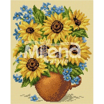 Image 1 of Milena Style Ваза със слънчогледи 2 - гоблен с щампа с конци Ariadna