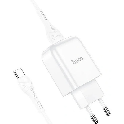 hoco. Зарядно устройство HOCO N2 VIGOUR за електрическата мрежа с USB гнездо 10 W, бързо зарядно устройство + кабел Type-C, БЯЛО N2V_W_TYPE_C (N2V_W_TYPE_C)