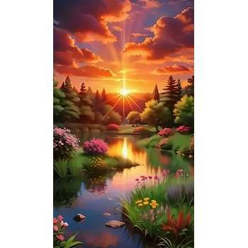 Norimpex - Puzzle Diamant painting: Sunset over the forest 30x40cm - 1 - 39 piese