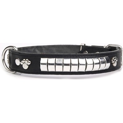 ABC-ZOO Кожен нашийник Exclusive Silver с аксесоари, черен 3 см x 43 - 51 см