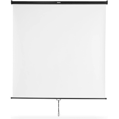 Hama Екран за стена Roll-up, 175 x 175 cm; 1: 1, мобилен, за таван или стенен монтаж, бял (21576)
