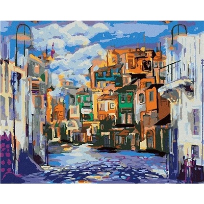 zuty Malování Podle Čísel Nepříznivé Počasí V Malém Městečku 80 x 100 Cm Plátno Rám