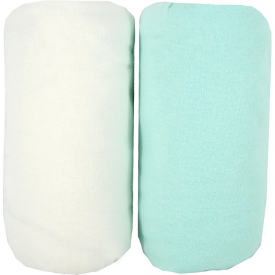 Babycalin Чаршафи 2 Броя 60Х120См 100% Памук Бял/Тюркоаз Babycalin (BBC413713)