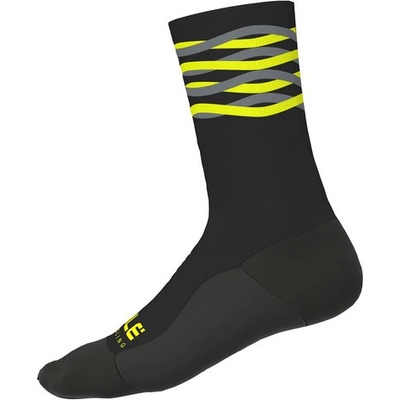 ALÉ Cycling zimné cyklistické ponožky CALZA SPEEDFONDO H18 čierne/žlté