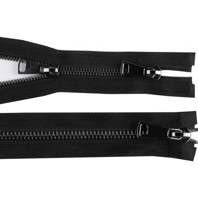 Zip kovový No 5 dělitelný 2 jezdce / dvoucestný 50 cm, malé, 2 černá černý nikl – Zboží Mobilmania
