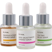 iUNIK Daily Serum Propolis Vitamin Synergy Serum 15 ml + Tea Tree Relief Serum 15 ml + Rose Galactomyces Synergy Serum 15 ml dárková sada