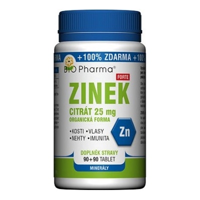 Bio Pharma Zinok Forte 25 mg tabliet 90+90