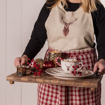 Clayre & Eef Porcelánový dezertní talíř s jelenem Cosy Lodge 20cm