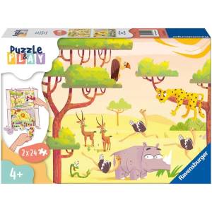 Ravensburger Пъзел-настолна игра Ravensburger от 2 х 24 части - Време за сафари (05594) - ozone
