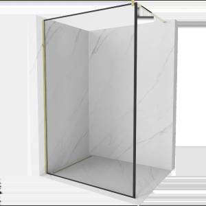 Mexen Kioto душ стена Walk-in 130 x 200 cm, черна рамка 8 mm, златна - 800-130-101-50-70 (800-130-101-50-70)