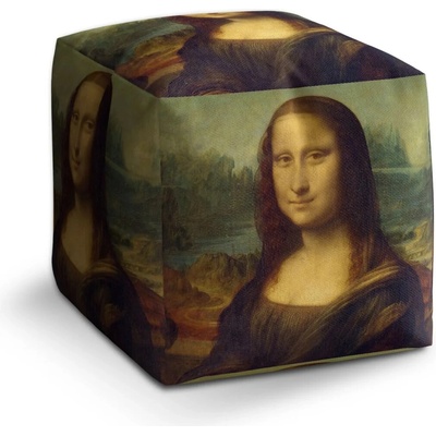 Sablio Taburet Kocka Mona Lisa - Leonardo da Vinci: 40x40x40 cm