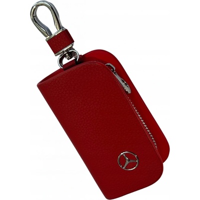 Kľúčenka KOŽENÉ PUZDRO na kľúče MERCEDES do auta ELEGANTNÝ červený