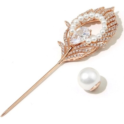 Éternelle luxusní brož s perlou a krystaly Kaelin Gold B9013-154774A zlatá