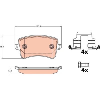 TRW Sada brzdových platničiek kotúčovej brzdy GDB2107