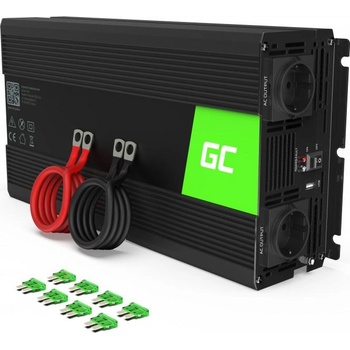 GREEN CELL Инвертор green cell, 12/220v, dc/ac, 1500w/3000w, Модифицирана синусоида (gc-invert-12v-1500w-inv25)