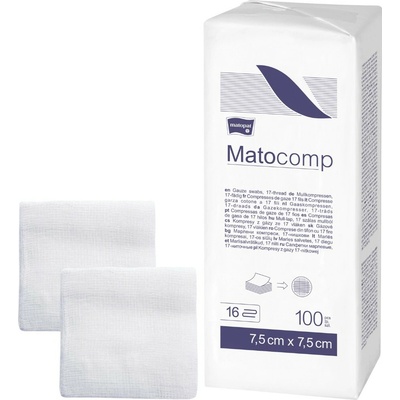 Matopat Matopat Matocomp Gázové kompresy na kozmetické účely 100 kusov 7,5 x 7,5 cm 17 16