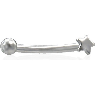 Piercing do obočia z ocele gulička a hviezdička JNB181