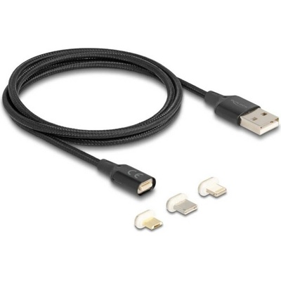 Delock 88165 USB-A zástrčka USB-C ® zástrčka USB Micro-B zástrčka Apple Lightning konektor 1m černý