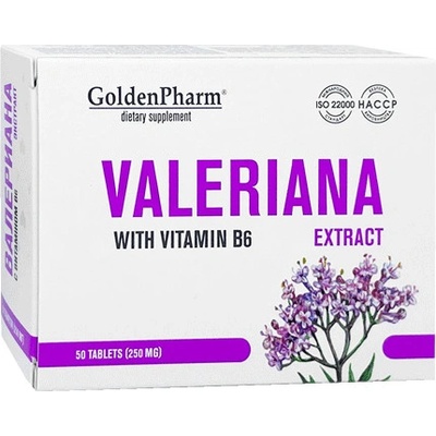 Golden Pharm Kozlík lékařský Valeriana s vitaminem B6 extrakt 50 tablet