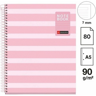 Poznámkový blok Between the Lines NB-1, A5, 90g, karton, 80 listů, linka, Pink