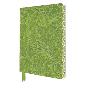 Flame Tree Publishing William Morris: Acanthus 2026 Artisan Art Vegan Leather Diary Planner - Page to View with Notes