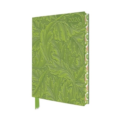Flame Tree Publishing William Morris: Acanthus 2026 Artisan Art Vegan Leather Diary Planner - Page to View with Notes | Flame Tree Publishing