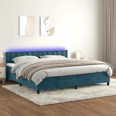 vidaXL 11461.3134667 Boxspring postel s matrací a LED tmavě modrá samet