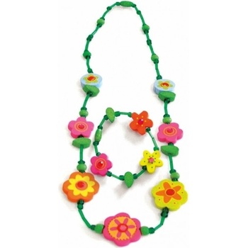 Súprava náhrdelník a náramok Zelený s kvetinami