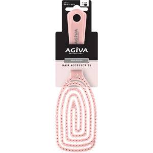 Agiva Professional Четка за коса с еластична основа и зъбци Gem Tips, розова