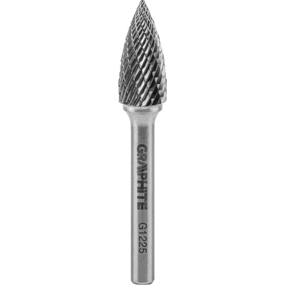 Graphite HM fréza na orezávanie kovov typ G (špicatá guľatá špička), 12 x 25 mm, stopka 6 x 45 mm 55H375