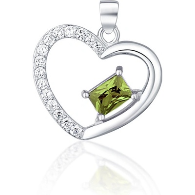 JVD Stříbrný přívěšek srdíčko s olivínem SVLP0208XH2Z100