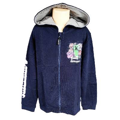 Fashion UK Dětská mikina MINECRAFT na zip s kapucou modrá tmavá Modrá, Velikost: 116