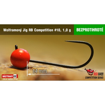 NASTRAHY.cz Bezprotihrotý wolframový Jig RB Competition #10 14 mm 1,0 g Red 5 ks