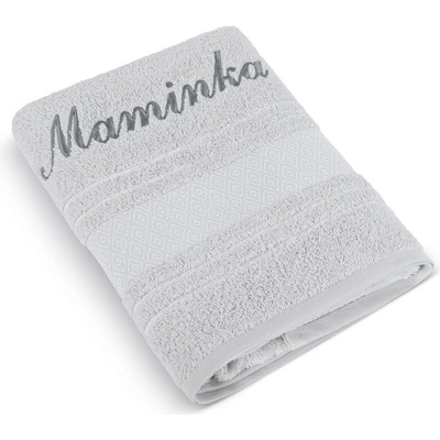 Bellatex froté ručník mozaika se jménem Maminka 50 x 100 cm světle šedá