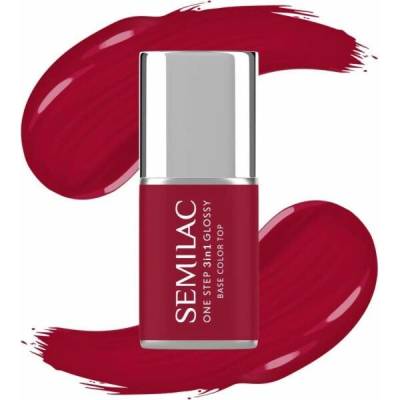 Semilac One Step Glossy 3v1 hybridní lak na nehty S575 tmavě červená 7 ml