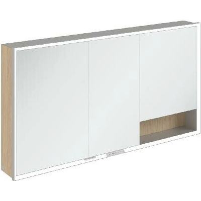 Villeroy & Boch My View+ - Zrcadlová skříňka s LED osvětlením 140x75x17 cm, 3 dvířka, Nordic Oak/šedá A48114VJ