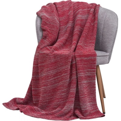 SCANquilt Deka pletená MELANGE LUREX melír červená strieborná 130x190