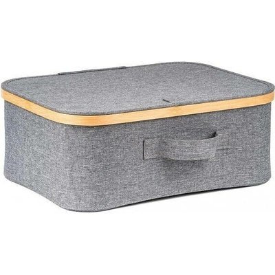 Úložný box G21 40 x 30 x 15 cm, bambusový s víkem, šedý