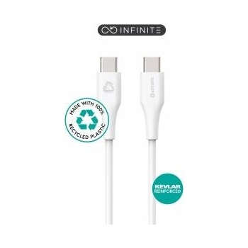 eStuff INFINITE (GRS) USB-C to USB-C Cable 3m White. PVC Free Recycled Plastic