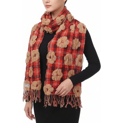 Топъл шал в оранжево и бежово