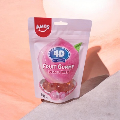 Amos-4D žuvacie s broskyňovou príchuťou 65 g